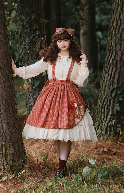 Miss Point - Chubby Fox in the Forest - Sweet Lolita Shirt Embroidered Collar Customized Blouse