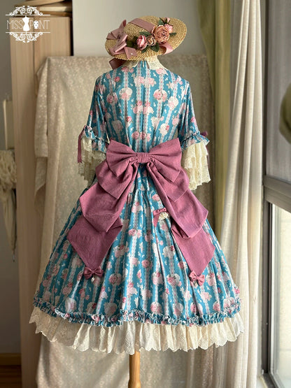 Miss Point - Lilyka Garden - Classic Lolita OP Dress Set Elegant Floral Wall Princess Sleeve