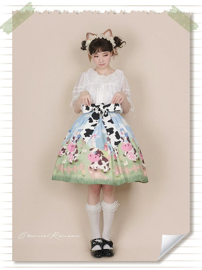 Chemical Romance - Sweetheart Farm - Sweet Lolita SK Cow Print Lolita Dress