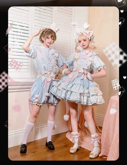 Forest Fluorescent Carps - Ouji Lolita OP Dress Circus Lolita Strip Prince Suit