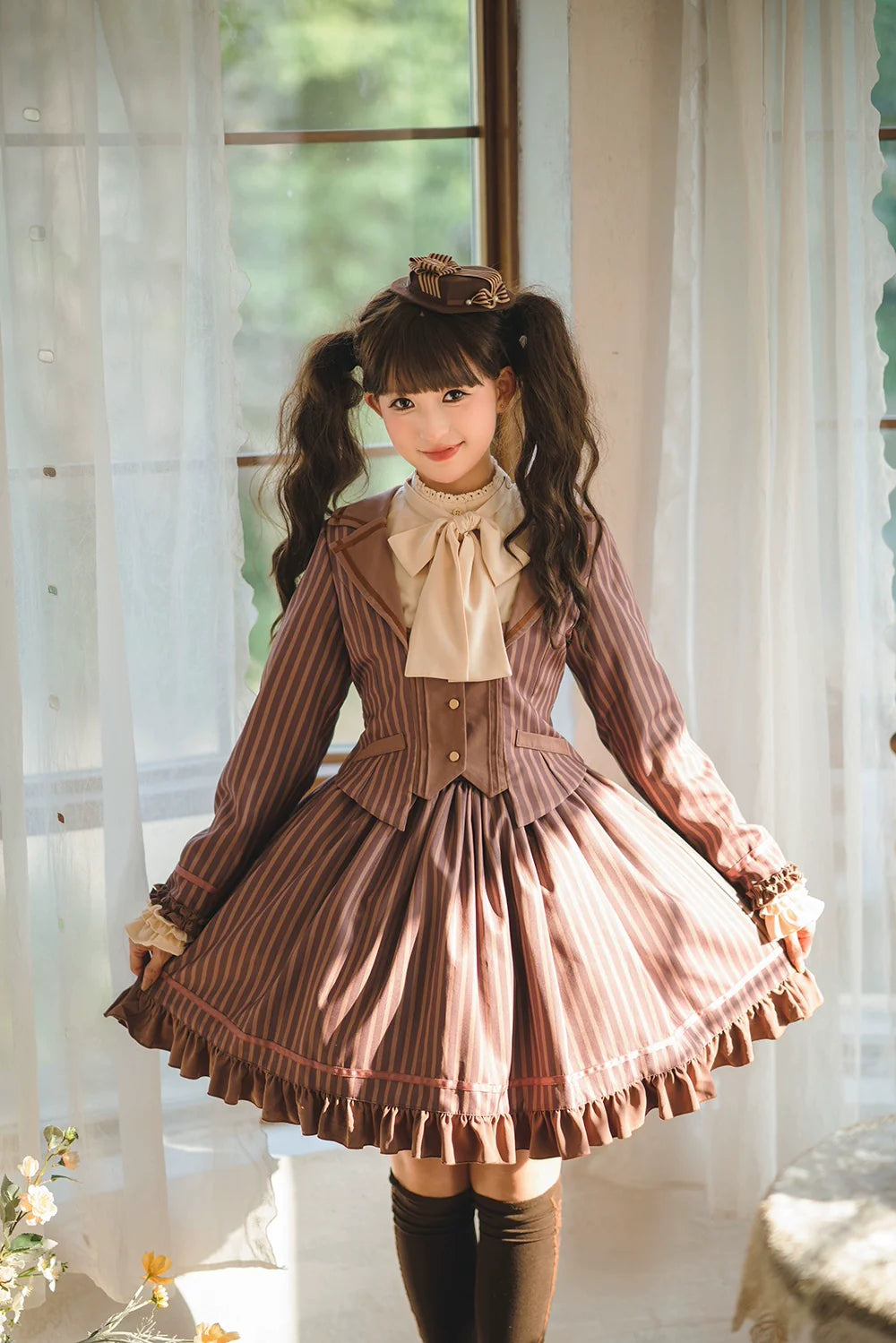 Miss Point - Classical Chocolate - Classic Lolita Skirt Elegant Striped SK