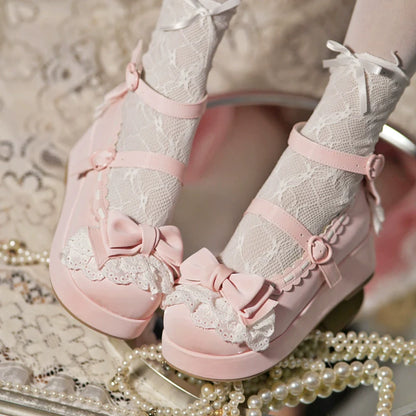 Jiujiu Lolita - Milky Puff - Sweet Lolita Heels Shoes, Round Toe With Petite Wedge