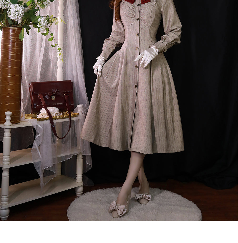 Forest Wardrobe - Winter Lolita Classic Front Open Stripe OP