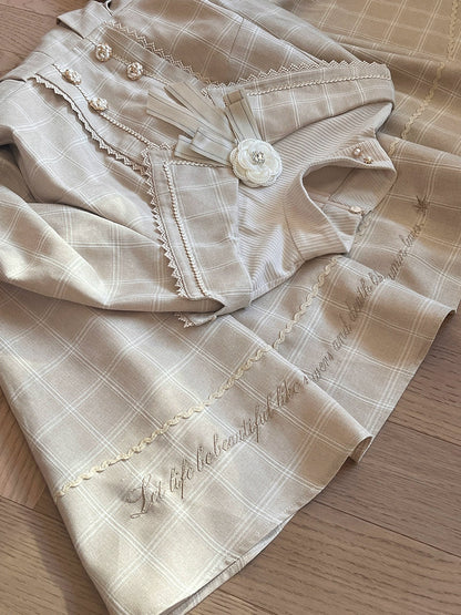 ZeeYe - Maple Dan Bai Lu - Classic Lolita Plaid Dress Long Sleeved OP