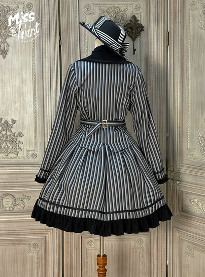 Miss Point - Classical Chocolate - Classic Lolita Jacket Elegant Striped Short Outwear