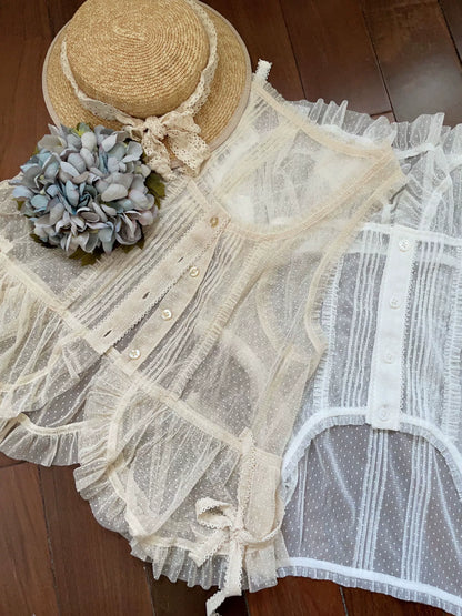 Sweet Dreamer - Antique Wall - Classic Vintage Lolita Vest Tulle Polka Dot Vest