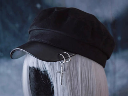 Strange Sugar - Gothic Lolita Hat Leather Buckle Lolita Newsboy Hat
