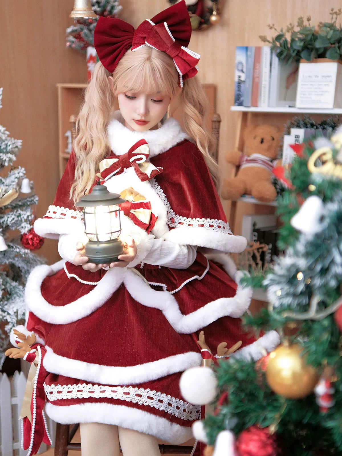 Matutu - Sweet Lolita JSK Suit Christmas Lolita Cape and Dress