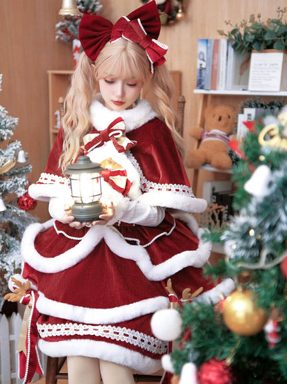 Matutu - Sweet Lolita JSK Suit Christmas Lolita Cape and Dress