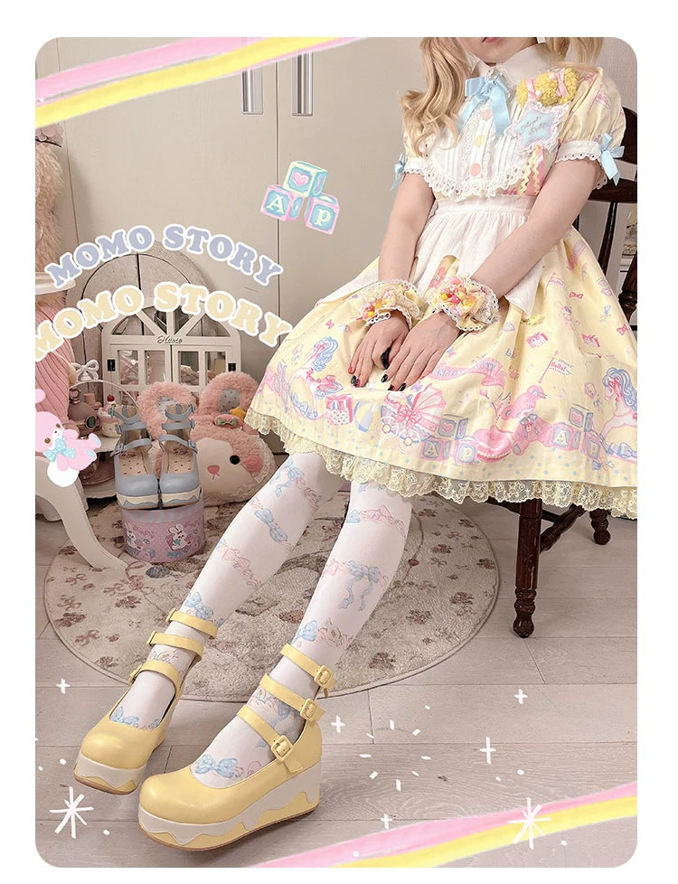 Momo - Bear Birthday Party - Kwaii Lolita Shoes Round Toe Platform Shoes