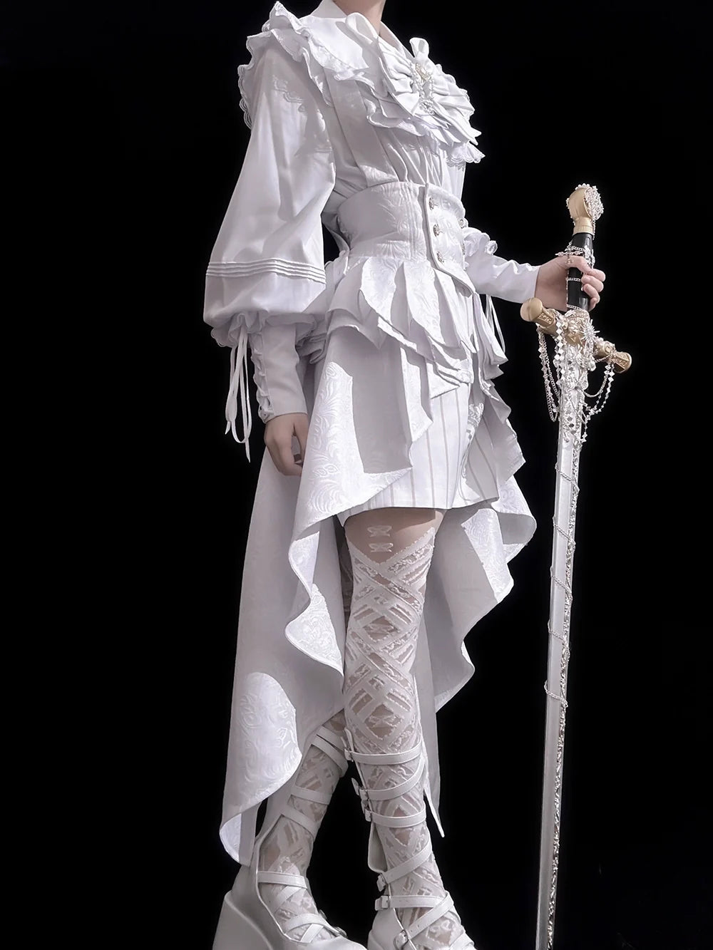 Princess Chronicles - Rabbit Theater White Moonlight - Ouji Lolita Shorts Set, Rabbit Hat