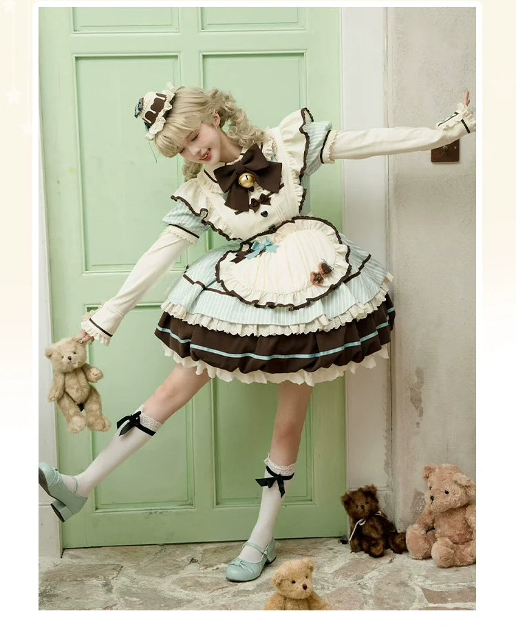 Sakurahime - Berry Bubble - Kawaii Lolita OP Tiered Ruffles Apron Lolita Dress