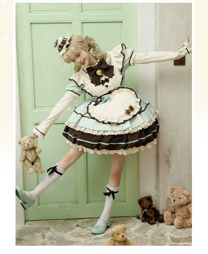 Sakurahime - Berry Bubble - Kawaii Lolita OP Tiered Ruffles Apron Lolita Dress