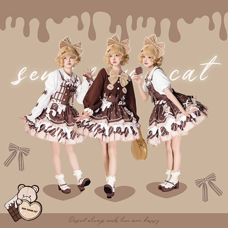 Half Sweet Lolita - Chocolate Milk Pie - Sweet Lolita Jumper Dress Summer Salopette
