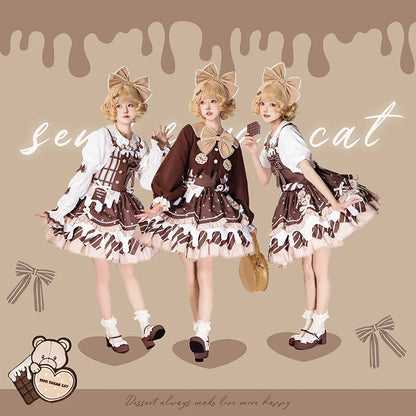 Half Sweet Lolita - Chocolate Milk Pie - Sweet Lolita Jumper Dress Summer Salopette
