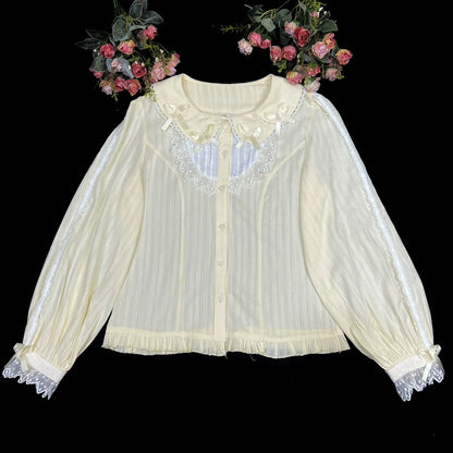 DMFS Lolita - Sweet Lolita Long Sleeve Shirt with Doll Collar