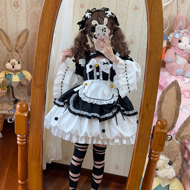 Hanguliang - Cute Maid Lolita Apron OP Dress