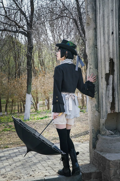 Mr. Yi's Steam Continent - Gothic Lolita Cardigan Long Sleeve Black Short Jacket