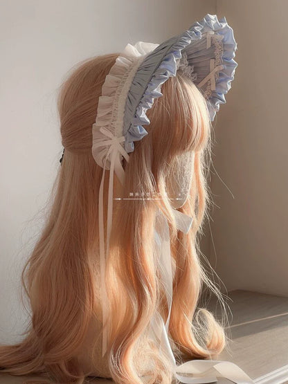 MAID - Elegent Lolita Bonnet Black Ribbon BNT