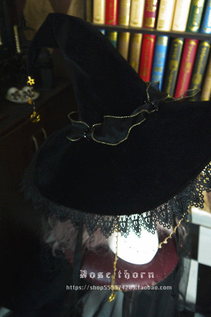 Rose Thorn - Twinkle Veil Lolita Halloween Witch Hat