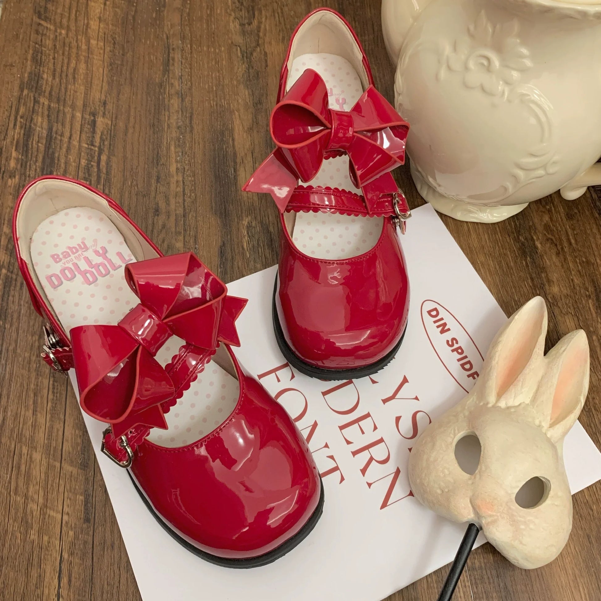Dolly Doll - Apple Candy - Mary Jane Lolita Shoes Bow PU Low-Mid Heel Shoes