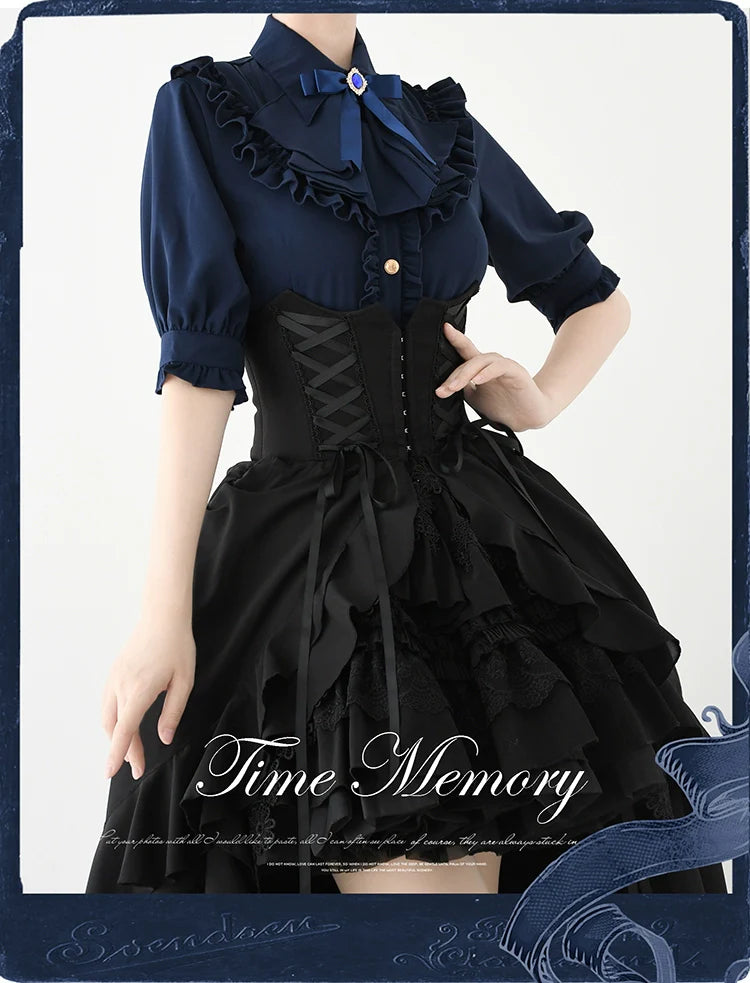 Time Memory - Earl Girl - Chiffon Classic Lolita Shirt, Mid-Length Mutton Sleeves