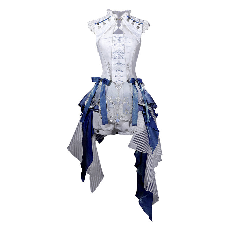 Designer's Gift - Blue Dragon Bone - Ouji Lolita Shorts Suit with Embroidery and Trailing