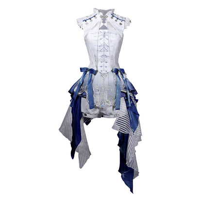 Designer's Gift - Blue Dragon Bone - Ouji Lolita Shorts Suit with Embroidery and Trailing