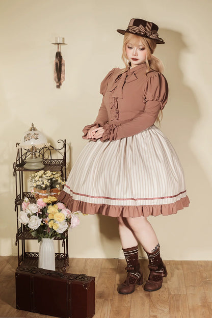Miss Point - Classical Chocolate - Classic Lolita Skirt Elegant Striped SK