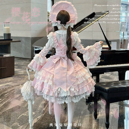 Peach Bunny - Sakura Love - Gorgeous Doll-like Lolita Dress Suit, Tiered Skirt