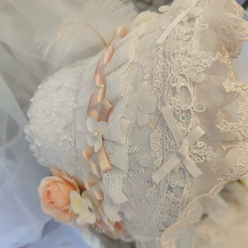 Cat Fairy - Elegant Lolita BNT Handmade Tea Party Necklace and Feather Fan