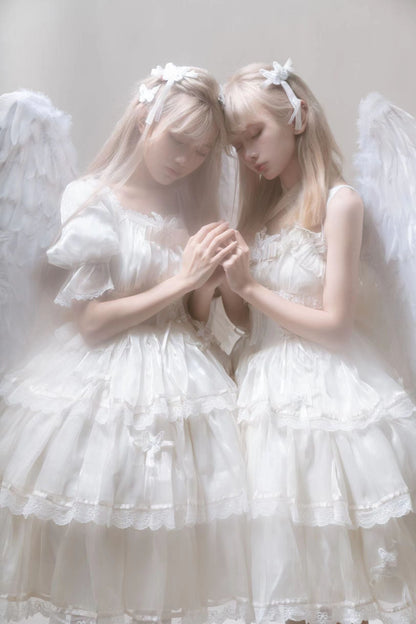 MEEKWIND - Miss Flora - Light Bridal Lolita Dress Gauze OP and JSK