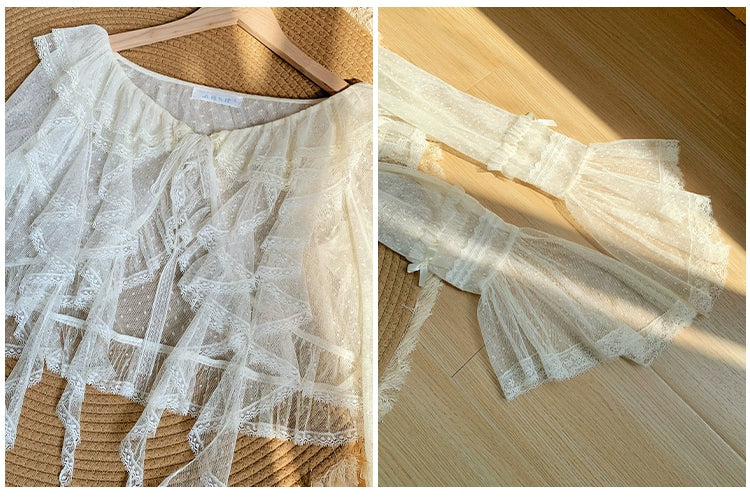 With PUJI - Letters and Poetry - Summer Classic Lolita Tulle Lace Bolero with Multi-Color