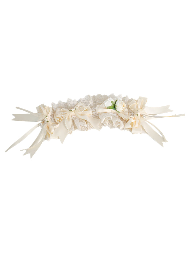 Xiaogui - Sweet Lolita Ivory Lace bow Hair Accessories