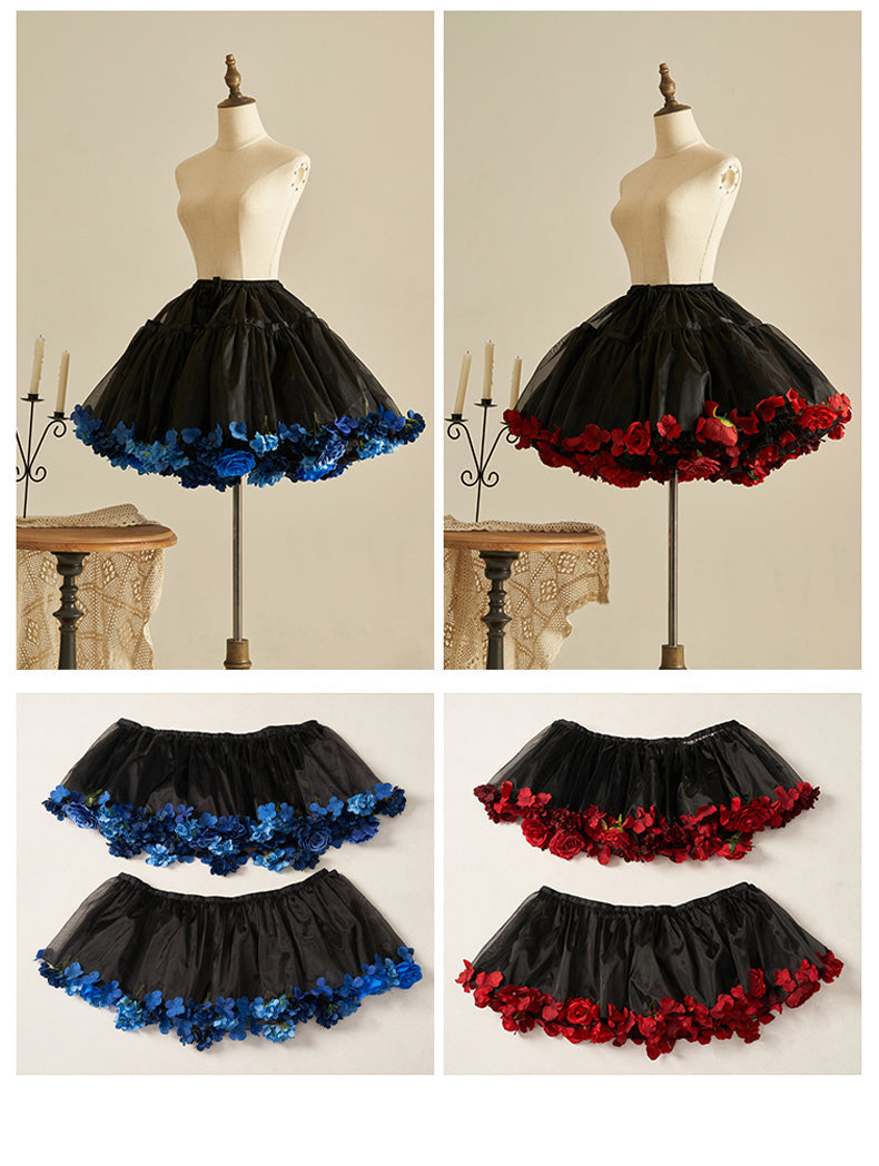 Sky Rabbit - Floral Lolita Petticoat with Detachable Trim