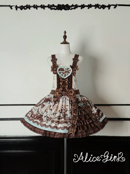 Alice Girl - Bear Chocolate Bar - Kawaii Lolita JSK & Salopette Dress