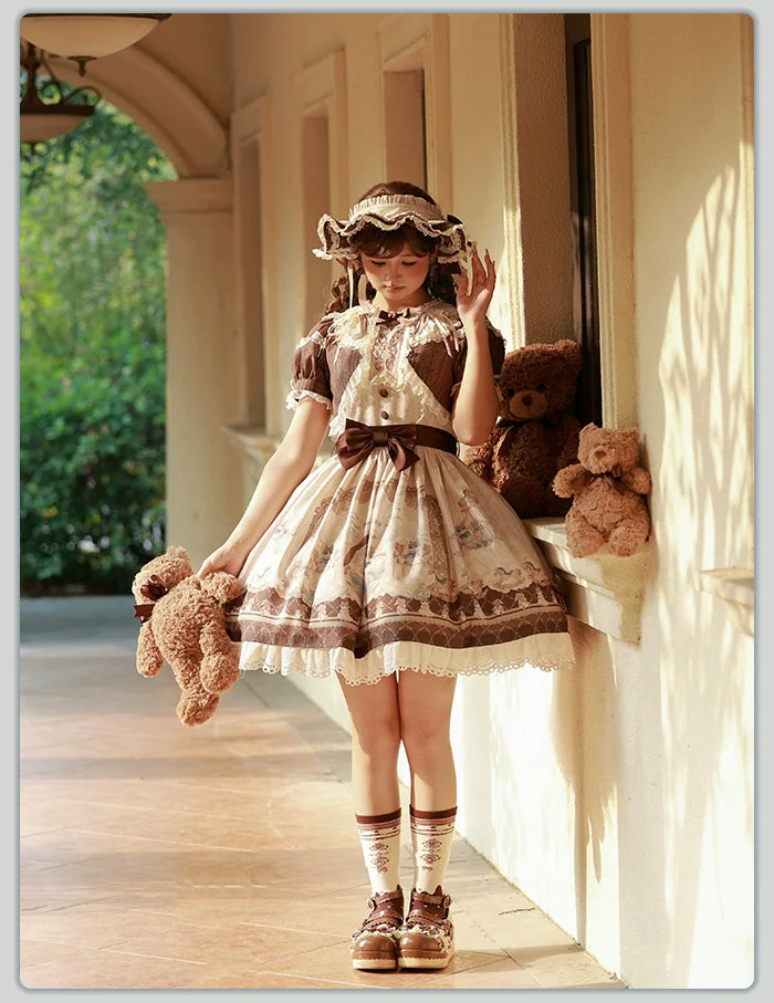 Alice Girl - Sea Salt Fairytale - Sweet Doll-like Lolita OP Animal Printed Lolita Dress