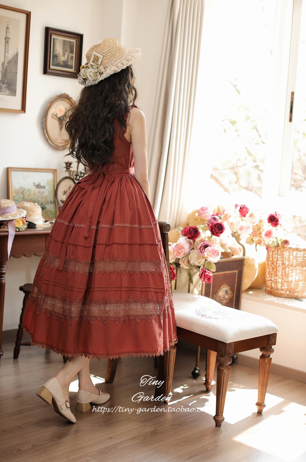 Tiny Garden - Spring Whisper - Solid Color Classic Lolita JSK Dress with Tulle Apron