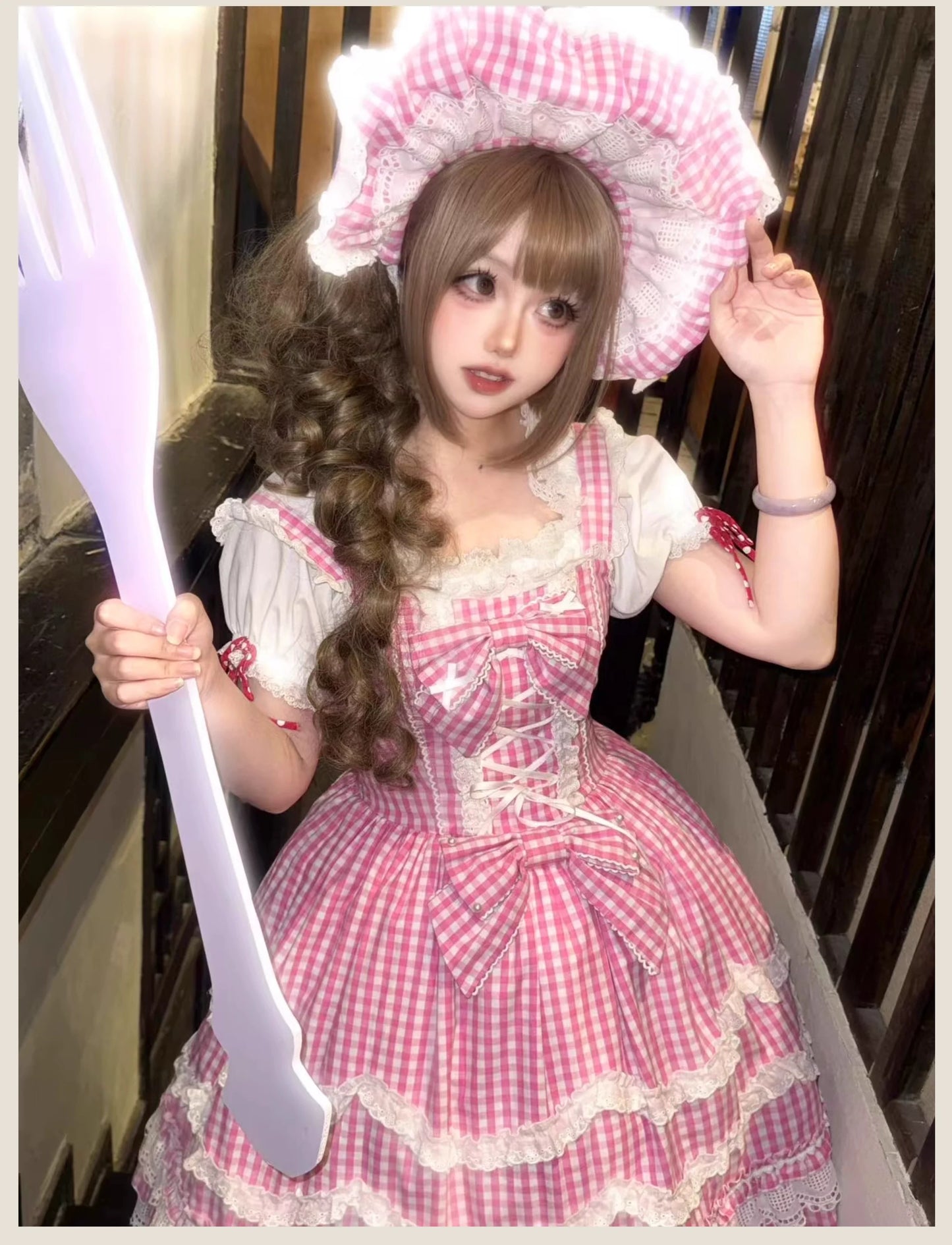 TaTaTa Lolita - Plaid Baileys - Old School Lolita Pink Plaid JSK