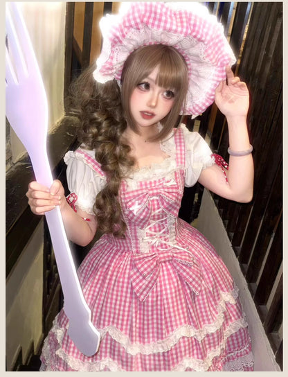 TaTaTa Lolita - Plaid Baileys - Old School Lolita Pink Plaid JSK