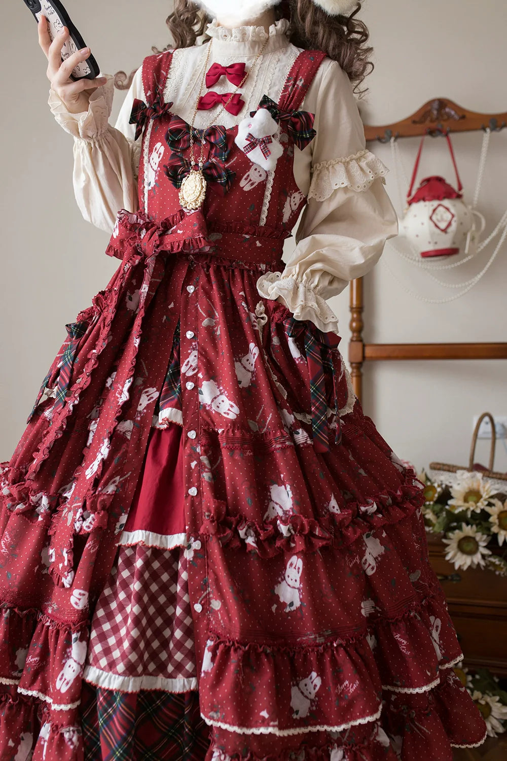 Miss Point - Forest Berry Bunny - Sweet Lolita JSK Elegant Bunny Print Dress