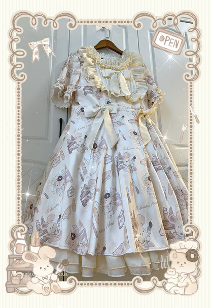 Naomistudio - Cartoon Dogs - Sweet Lolita OP Bows Dress Plus OP