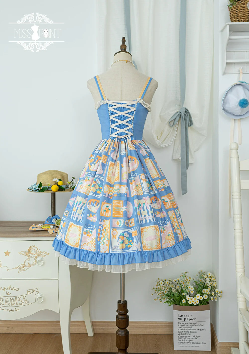 Miss Point - Daisy Lemon - Daily Lolita Lemon Print JSK Customized