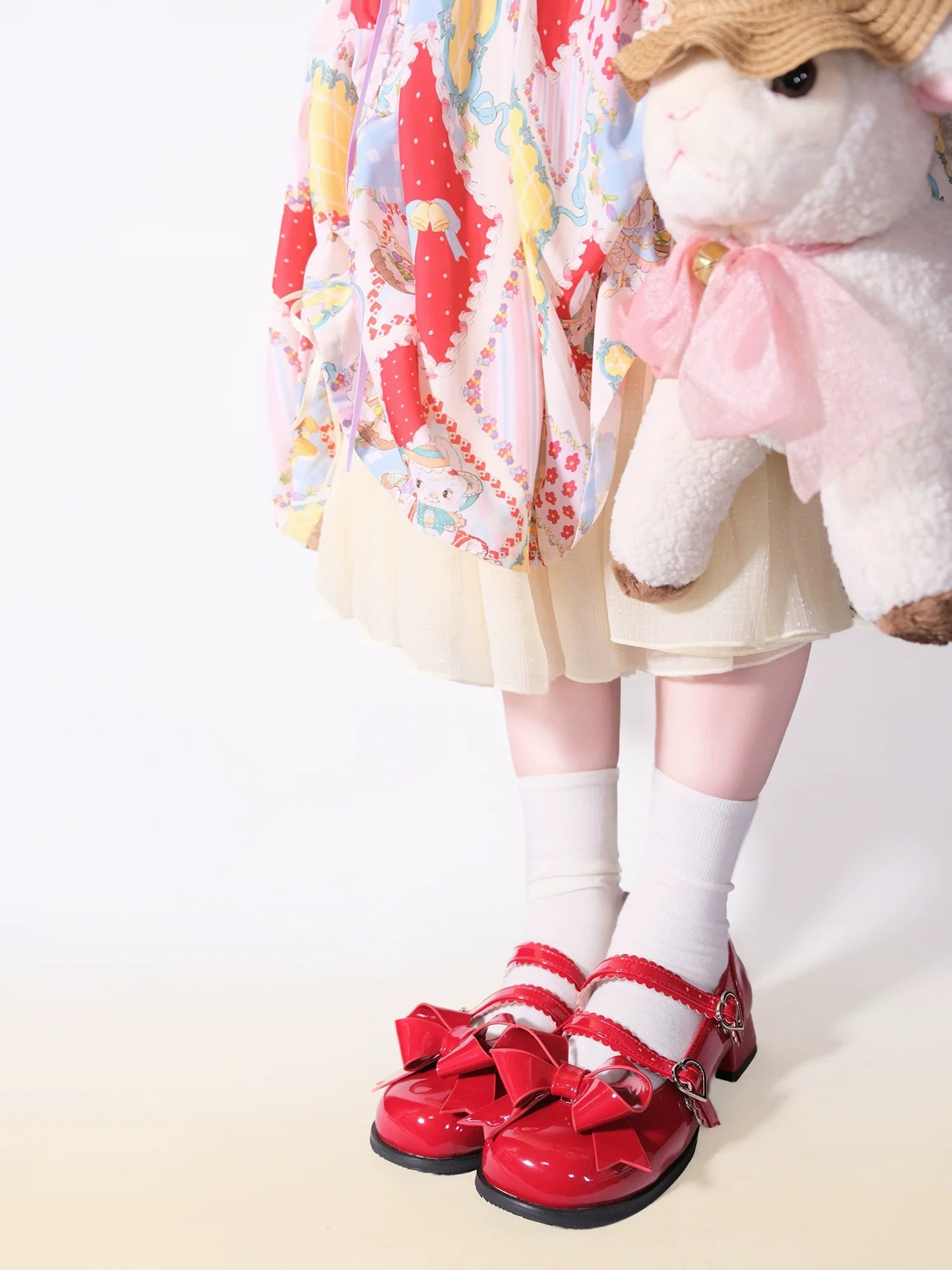 Dolly Doll - Apple Candy - Mary Jane Lolita Shoes Bow PU Low-Mid Heel Shoes