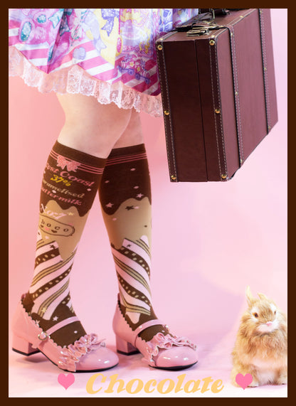 Yukines Box - Kawaii Lolita Chocolate Color Cotton Socks