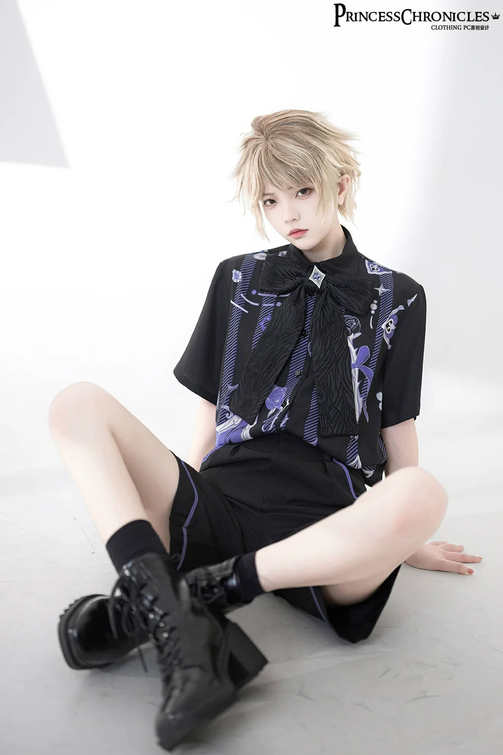 Princess Chronicles - Summer Ouji Lolita Print Loose Shirt Outfit