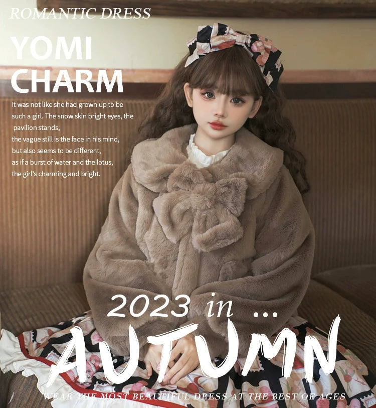 Eieyomi - Daily Lolita Coat Imitation Rabbit Hair Short Winter Coat