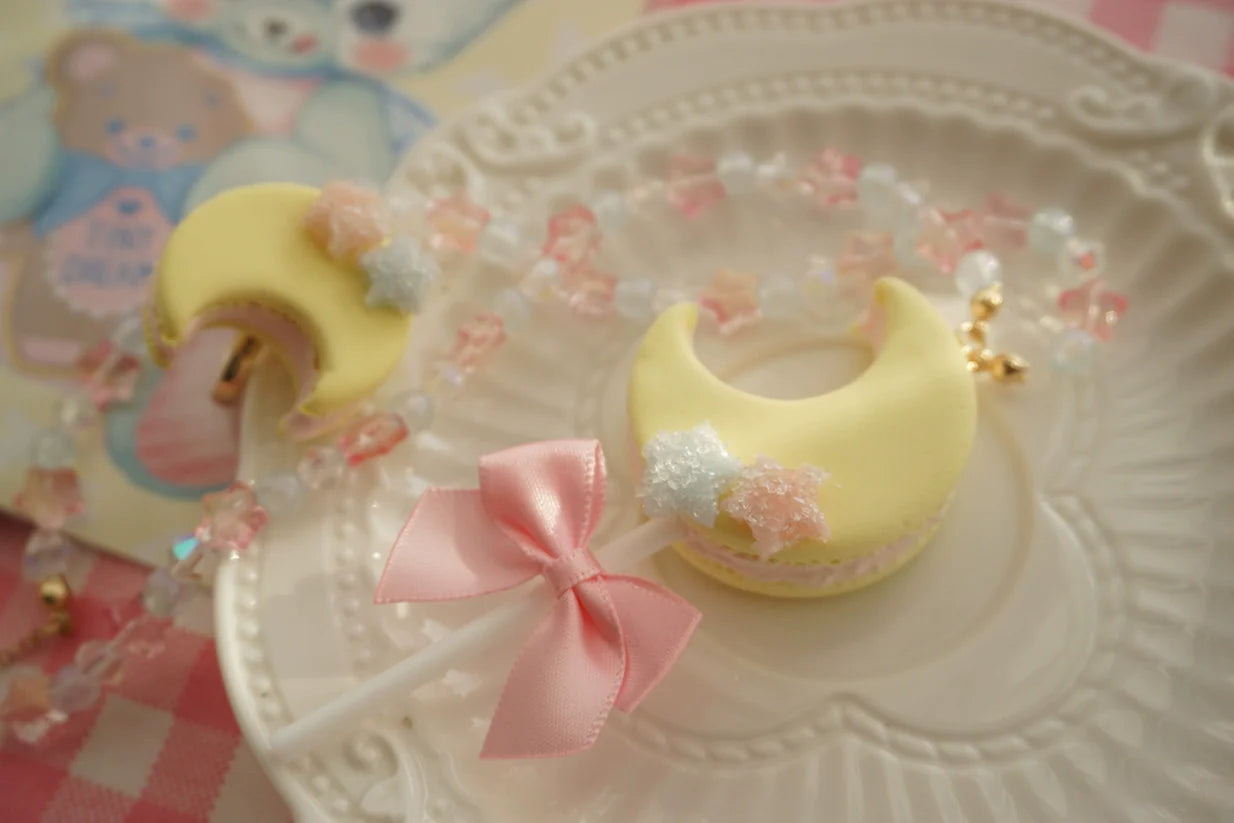 Cat Tea Party - Kwaii Lolita Accessories Moon Lollipop Clay Necklace Ring