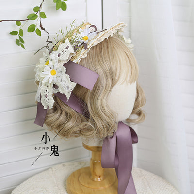 Xiaogui - Flower Lolita Tea Party Straw Hat
