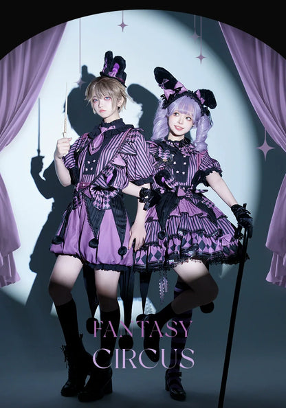 Forest Fluorescent Carps - Ouji Lolita OP Dress Circus Lolita Strip Prince Suit